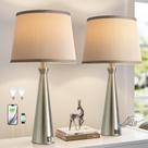 Set Moderno de 2 Lámparas Seealle con Carga USB Táctil Plata Set Moderno de 2 Lámparas Seealle con Carga USB Táctil Plata