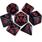 Sete 7 Dados Rpg Preto E Vermelho D4 D6 D8 D10 D10% D12 D20