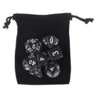 Sete 7 Dados Rpg Preto Translúcido D4 D6 D8 D10 D10% D12 D20 Bolsa Kit