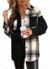 Shacket Astylish feminino Color Block de veludo cotelê preto tamanho GG