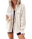 Shacket chouyatou feminino Waffle Knit Button Down Apricot XXL