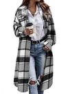 Shacket Coat Himosyber, casual, xadrez, lapela, lã, cinza