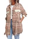 Shacket SHEWIN, casual, xadrez, manga comprida, rosa M Shacket SHEWIN, casual, xadrez, manga comprida, rosa M