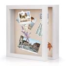 Shadow Box Frame Love-kankei Rustic White 28x28cm com encosto de linho Shadow Box Frame Love-kankei Rustic White 28x28cm com encosto de linho