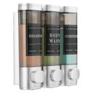 Shampoo de parede com dispensador de sabonete de banho 3 x 300 ml de prata