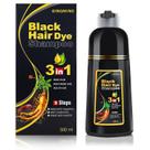 Shampoo Tingidor de Cabelo Preto KINGMING para Cobertura de Cabelos Grisalhos, 3 em 1 com Cor Instantânea Herbal e Cobertura 100% para Mulheres e Homens (500 ml)