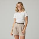 Short Alfaiataria Com Cinto Feminino Com Bolso Com Zíper Na Lateral Cintura Alta Short Alfaiataria Com Cinto Feminino Com Bolso Com Zíper Na Lateral Cintura Alta