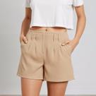 Short Alfaiataria Com Cinto Feminino Com Bolso Com Zíper Na Lateral