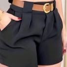 Short Alfaiataria Feminino Social com Cinto Cintura Alta