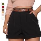 Short Alfaiataria Social Feminino Com Cinto Cintura Alta Preto - Bemargô