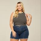 Short Bermuda Feminina Cintura Alta Plus Size Modeladora Confortável Top com Elastano
