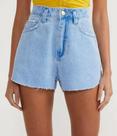 Short Cintura Alta Jeans Com Detalhes Nas Laterais 42