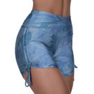 Short curto fitness feminino cadarço franze lateral poliamida estampado orbis