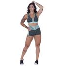 Short Curto Fitness Feminino Recortes Poliamida Cós Alto Orbis Verde