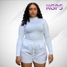 Short Curto Leve Com Cordão E Elástico Na Cintura Esportivo E Lazer Tecido Tactel Plus Size - Branco