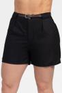 Short de Alfaiataria C/ Cinto Bolsos Frontais e Acabamento Drapeado - Mein Short de Alfaiataria C/ Cinto Bolsos Frontais e Acabamento Drapeado - Mein