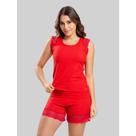 Short doll Baby doll Pijama Feminino Canelado Conforto Dia a Dia Básico Flavia Detalhe Renda