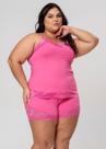 Short Doll de Microfibra com Detalhes em Renda Plus Size