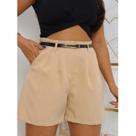 Short Feminino Alfaiataria Plus Size Com Cinto E Bolsos 1124