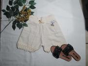 Short feminino cintura alta algodão cru linho dois bolsos