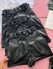 Short Feminino Couro material sintético Cinto De Cordão Amarração Social