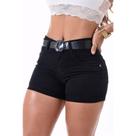 Short Feminino Curto Brim C/lycra Super Confortável - Preto