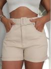 Short Feminino Curto De Sarja Com Cinto E Bolsos 102107