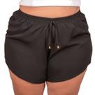 Short Feminino De Praia Piscina Banho Plus Size Tactel C/ Elastano Liso Bermuda Soltinha Cordão Enfeite Ponteira G5 E G6