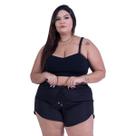 Short Feminino De Praia Piscina Banho Plus Size Tactel C/ Elastano Liso Bermuda Soltinha Cordão Enfeite Ponteira G5 E G6