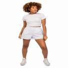 Short feminino de sarja, barra dobrada, confortável e estilo casual cintura elástica Cor:BrancoTamanho:38