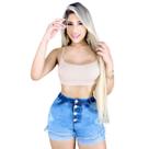 Short Feminino Destroyed Jeans Lycra: Detalhes Destroyed Short Feminino Destroyed Jeans Lycra: Detalhes Destroyed