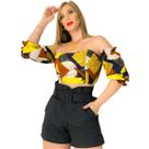 Short feminino em alfaiataria com bolsos e cinto e zíper