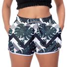 Short Feminino Folhas Básico Caminhada Mauricinho Top Casual