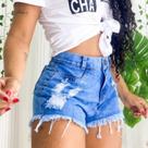 Short Feminino Jeans Short Jeans Rasgado Feminino