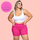 Short Feminino Plus Size Bengaline Com Botões forrados Shorts Social Tendência