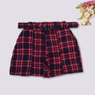 Short Feminino Plus Size Estampado Xadrez Cinto Alfaiataria 0285