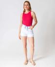 Short Feminino Sarja Cordão Cintura Alta Branco-01041