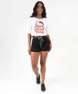 Short Feminino Sarja Cordão Cintura Alta Preto-01035