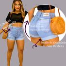 Short Feminino, Short Jeans Cintura Alta Com Bolso real