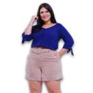 Short Feminino Veludo Cotele e Cinto Fivela Forrado Plus Size