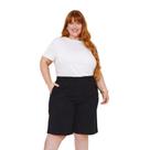Short Feminino Viena Alfaiataria Plus Size Modelo Social com Pregas e Ponteiras
