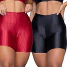Short Fitness Ikat New Zig 3D Vekyo Kit Com Duas Cores Cós Alto Roupa Para Academia Treino