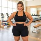 Short Fitness Plus Size Academia Feminino Suplex Light Zero Transparencia cor:pretotamanho:G6