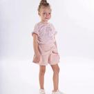 Short Infantil Em Malha Trabalhada Laço Rosa Claro - Kiki Xodó