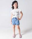 Short Infantil Jeans Flores Tam 4 a 10 Azul-56201