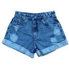 Short Jeans Barra Dobrada Short Jeans Feminino Cintura Alta