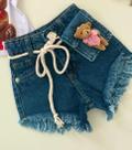 Short jeans blogueirinha menina - 2 peças