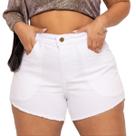 Short Jeans Branco Plus Size Cintura Alta Barra Desfiada - Magalu Marketplace Short Jeans Branco Plus Size Cintura Alta Barra Desfiada - Magalu Marketplace