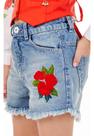 Short Jeans Cintura Alta com Bordado Luluzinha