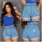 Short jeans com cinto
